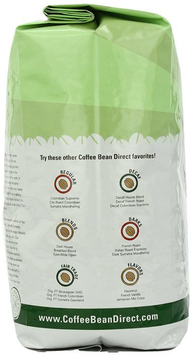 Coffee Bean Direct Decaf Colombian, Whole Bean Coffee, 5-Pound Bag N12