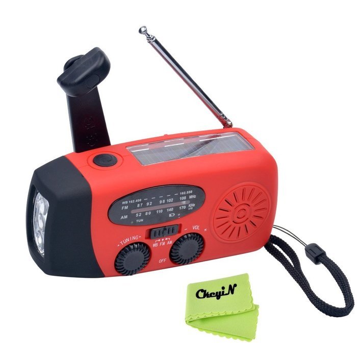 Ckeyin &reg; Dynamo Emergency Solar Hand Crank Self Powered AM/FM/WB Radio, LED Flashlight, Smart Phone Charger Power...