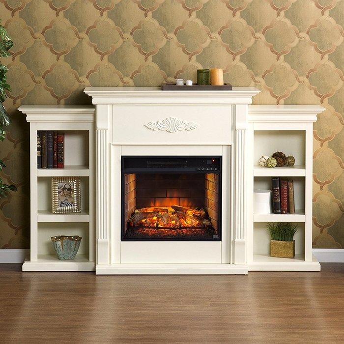 Southern Enterprises Tennyson Infrared Electric Fireplace in Ivory N3