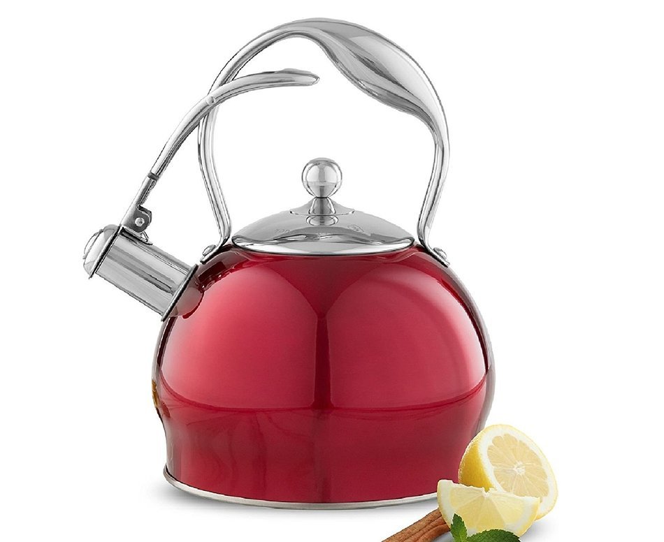 Wolfgang Puck 2.2-Qt. Stainless Steel Tea Kettle - Red