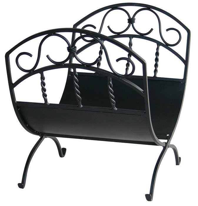 Black Wrought Iron Log Rack W/ Scrolls