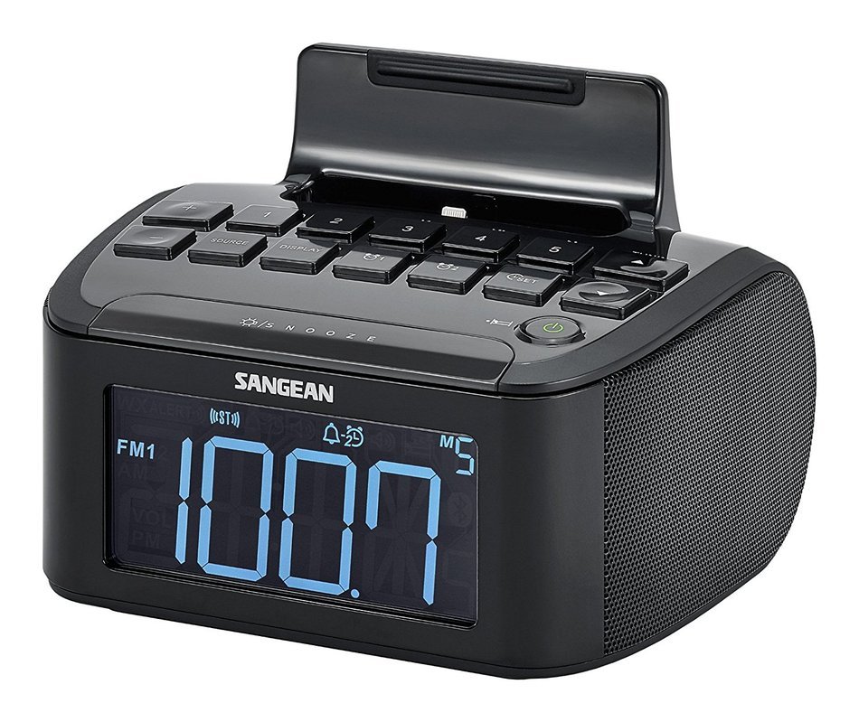 Sangean Compact AM/FM Dual Alarm Clock Radio with Large Easy to Read Backlit LCD Display & Lightning Connector... N6