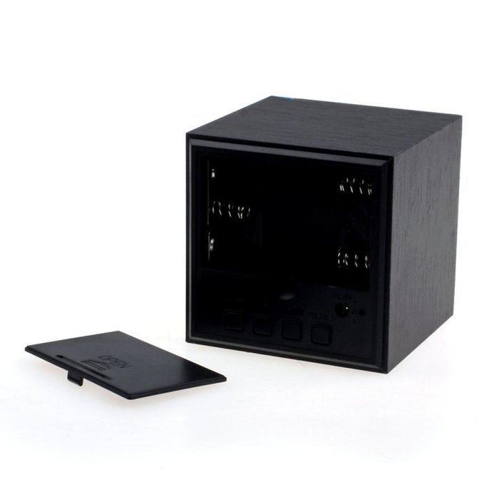DZT1968&reg; Digital LED Black Square Wooden Alarm Clock Voice Control