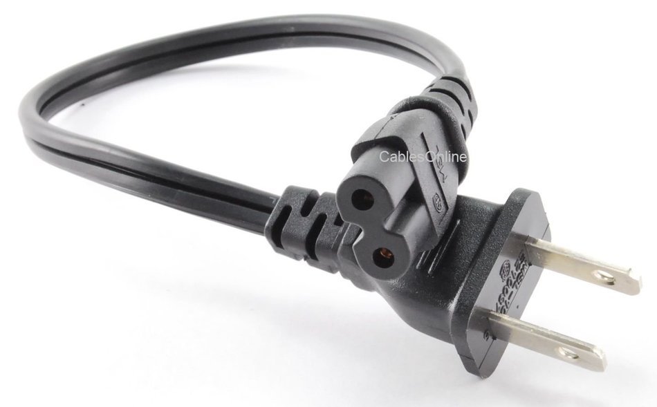CablesOnline , 5-Pack 1ft 2-Prong Figure-8 Replacement Non-Polarized Computer Power Cord Cable, PC-10701-5