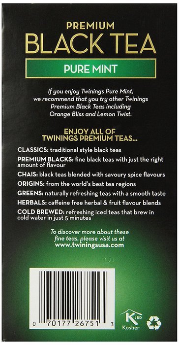 Twinings Pure Peppermint Herbal Tea, 1.41 Ounce Box, 20 Count N85