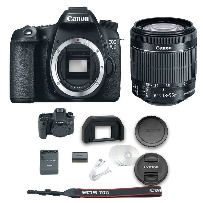 Canon 70D DSLR Camera + 18-55mm f/3.5-5.6 IS STM Lens + All Original Accessories Included - International Version
