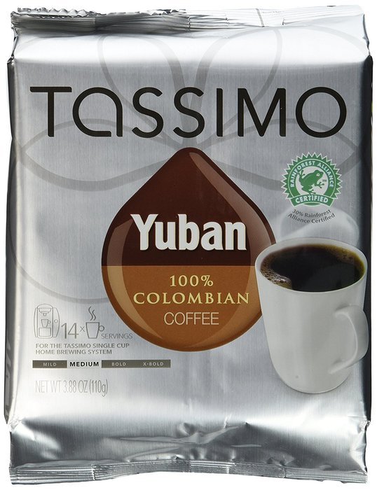 Tassimo Yuban 100% Colombian Coffee, Net Wt. 3.88 Oz, 14-Count T-Discs N10