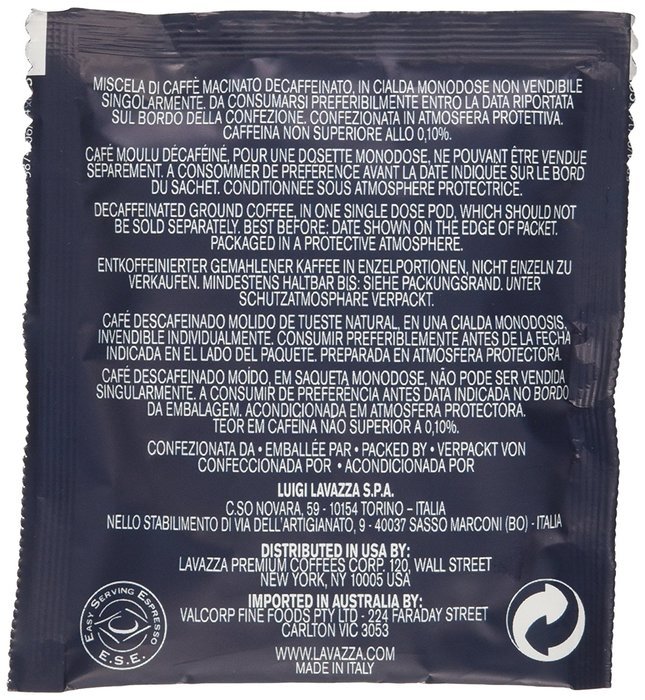 Lavazza Dek Decaf Espresso Pods 18 Box N2