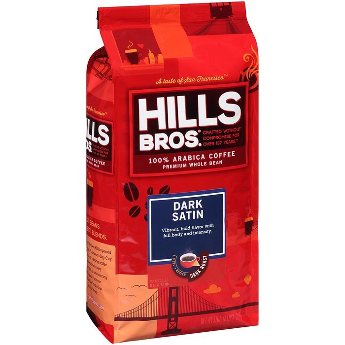 Hills Bros Coffee Dark Satin Premium Whole Bean Coffee, 32 Ounce N3