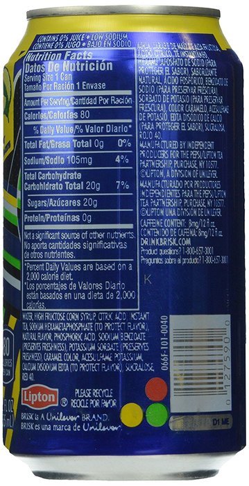 Brisk Iced Tea, Lemon Cans (12 Count, 12 Fl Oz Each) N2
