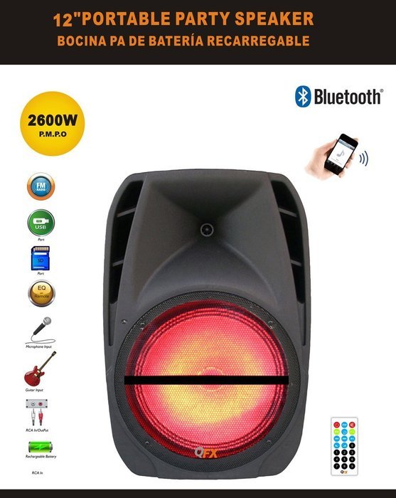 QFX PBX-61124 Battery Powered Portable Bluetooth Speaker