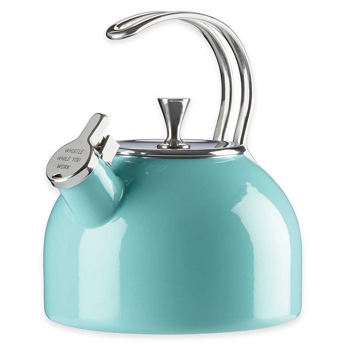 Durable Steel Construction 80oz./2.5qt.Tea Kettle in Turquoise