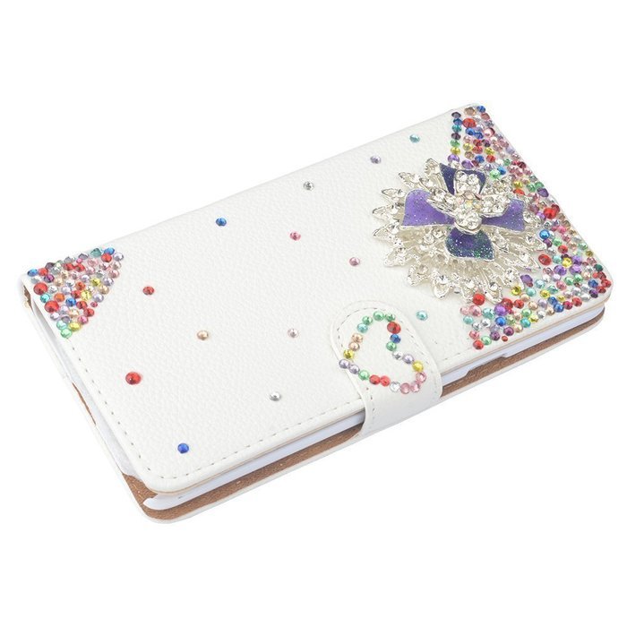 Spritech(TM) PU Leather Bling Phone Case For Iphone 7 4.7inch,Handmade Blue Crystal Flower Accessary Design Cellphone... N9