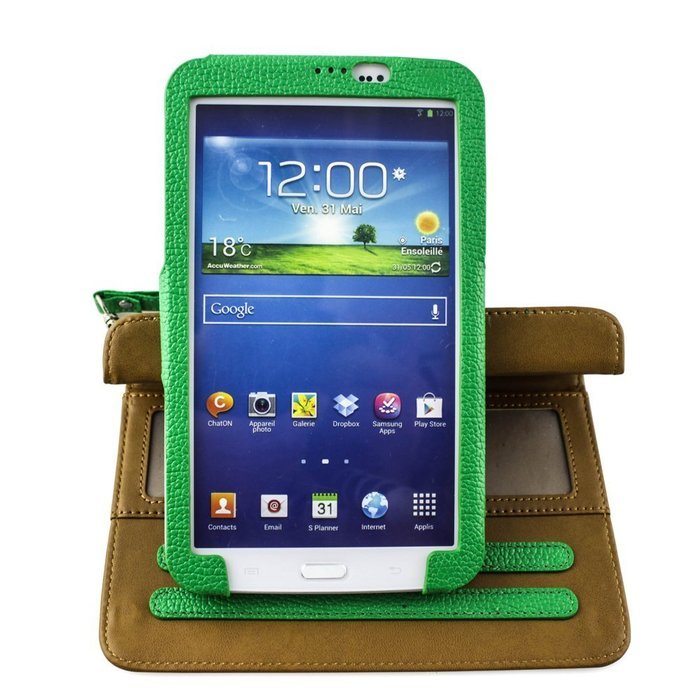 Route 66 Green Luxury Leather Business Type Stand Leather Case Cover for Samsung Galaxy Tab 3 7" N2