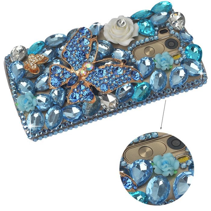 LG G Stylo Case, LG G Stylo Bling Case-Spritech(TM) 3D Handmade Colorful Diamond Bling with Butterfly Flower Decoration... N46