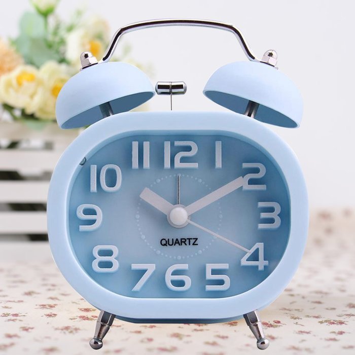HENSE Creative Colorful Design Non-ticking Mute Silent Quartz Movement Twin Bell Alarm Clock With Nightlight HA16... N4