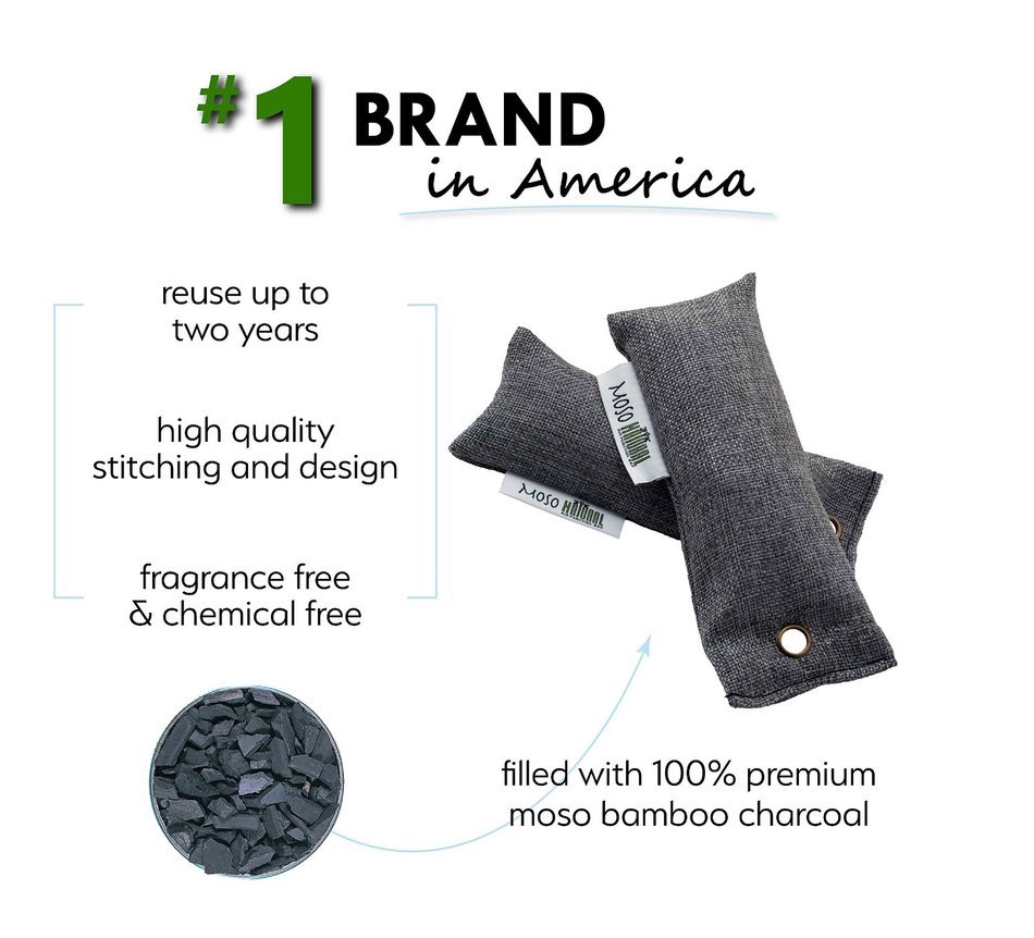 Mini Moso Natural Air Purifying Bags, Shoe Deodorizer and Odor Eliminator. (Two Bags Per Package) N2