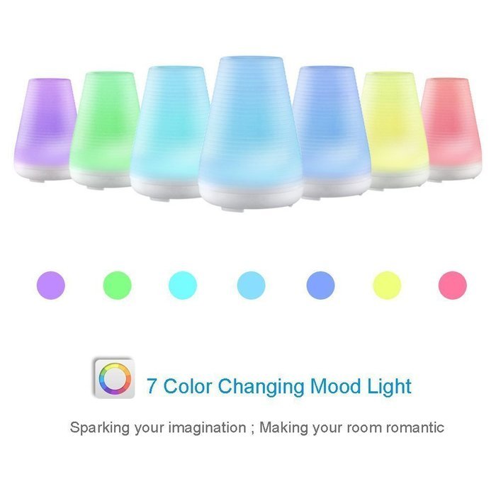 ledsniper 100ml Essential Oil Diffuser, Cool Mist Aroma Humidifier with 7 Changing Colorful LED Lights, Waterless... N4
