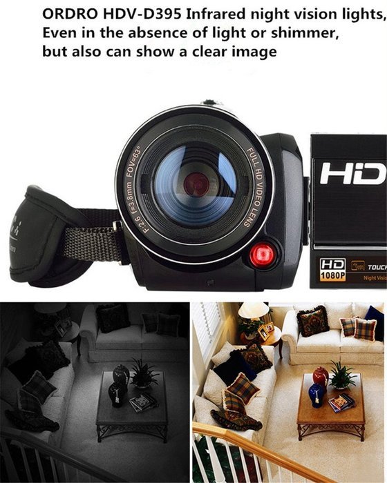 Boblov ORDRO HDV Full HD Digital Video Camera Recorder LCD Touch Screen 1080P 3.0-in Rotatable Camcorder DV DVR... N5