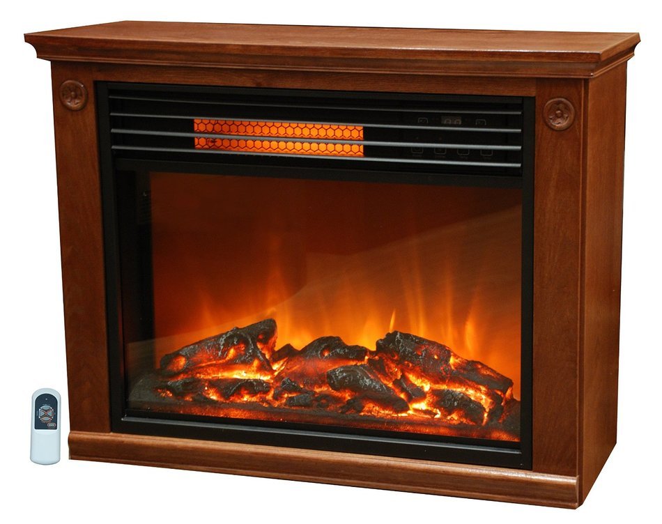Lifesmart Large Room Infrared Quartz Fireplace in Burnished Oak Finish w/Remote