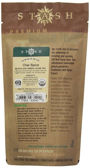 Stash Tea Organic Chai Spice Loose Leaf Tea, 100 Gram Pouch N2