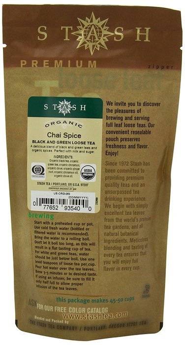 Stash Tea Organic Chai Spice Loose Leaf Tea, 100 Gram Pouch N4