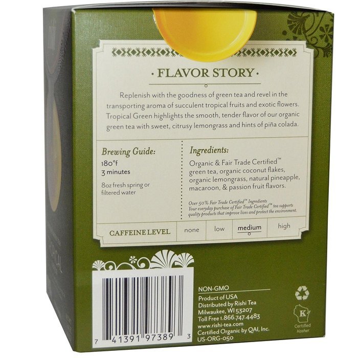 Rishi Tea - Organic Tropical Green, 15 Tea Bags N2