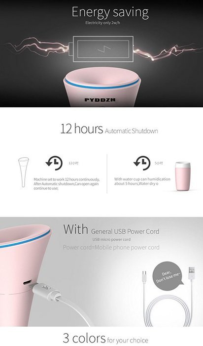 PYDDZH Mini Humidifier USB Wire Controller and Pen Shape, Cool Mist Microporous Type, Travel Humidifier - USB... N13