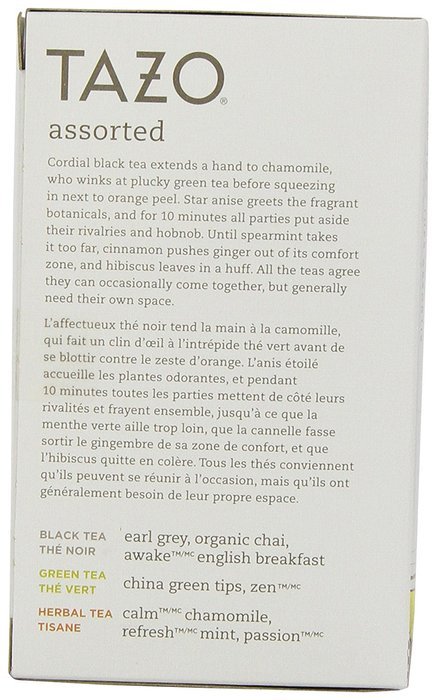 Tazo Products - Tazo - Assorted Tea Bags, Three Each Flavor, 24 Tea Bags/Box - Sold As 1 Box - Eight teas to choose... N6