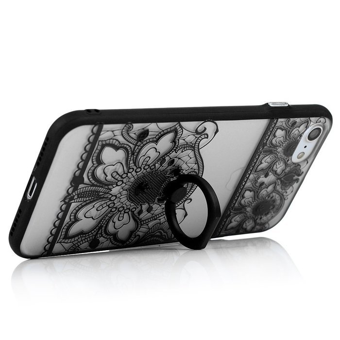 iPhone 7 Case (4.7 inch) - 360 Degree Rotating Ring Holder Kickstand Shockproof Soft TPU Skin Bumper Frame + PC... N35