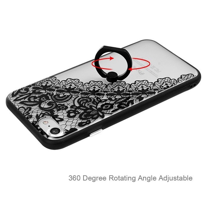 iPhone 7 Case (4.7 inch) - 360 Degree Rotating Ring Holder Kickstand Shockproof Soft TPU Skin Bumper Frame + PC... N40