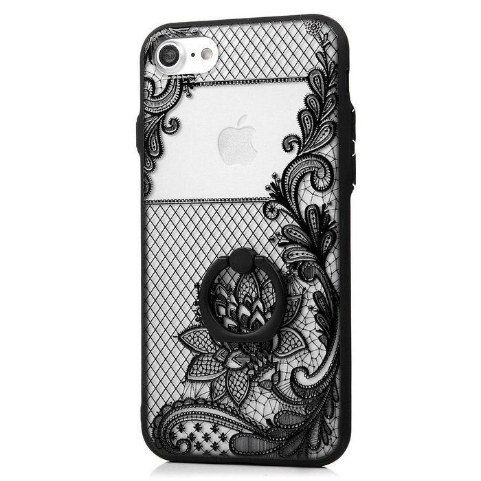 iPhone 7 Case (4.7 inch) - 360 Degree Rotating Ring Holder Kickstand Shockproof Soft TPU Skin Bumper Frame + PC... N42