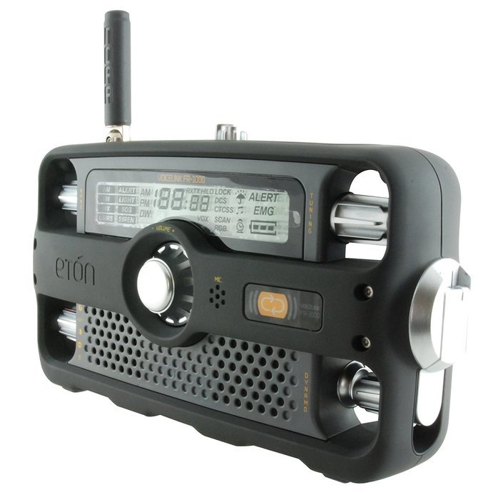 Etn FR1000 Voicelink Self-Powered Hand-Crank AM/FM/NOAA Weather Two-Way GMRS Clock Radio with Flashlight, Siren...