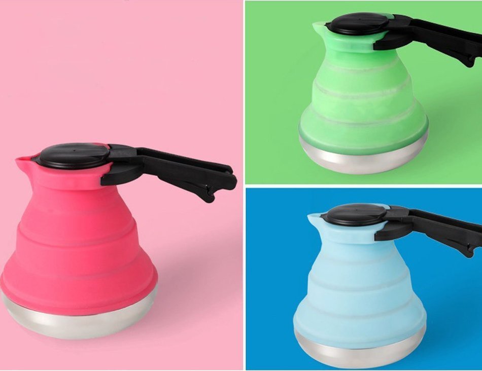 Life Boost Portable Foldable Silicone Tea Kettle Teapot Stainless Steel Base Extreme Heat Resistance & Versatility-Green... N13