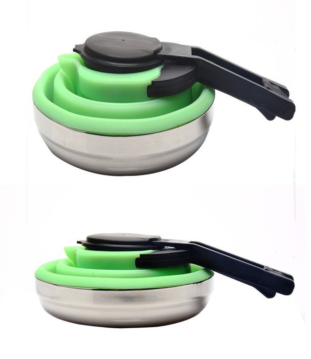 Life Boost Portable Foldable Silicone Tea Kettle Teapot Stainless Steel Base Extreme Heat Resistance & Versatility-Green... N14
