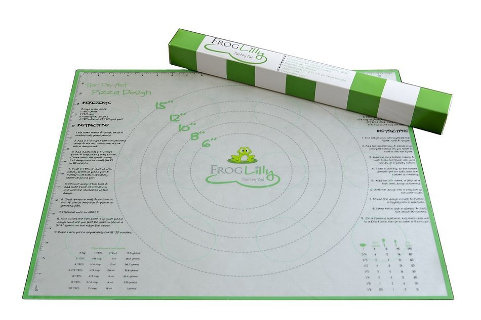 FrogLilly Non Slip Silicone Pastry Mat - Large Fondant and Bakers Baking Sheet w/ Measurements, Conversions and... N4