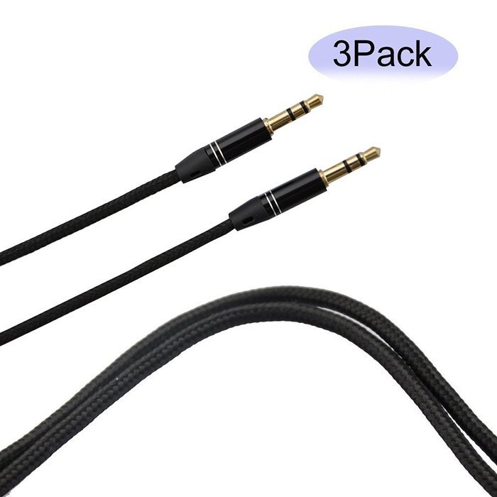 Seadream 3Pack 4Ft Male to Male 3.5mm Woven Fabric Braided Universal Auxiliary Audio Stereo Cable for All 3.5mm-Enabled...