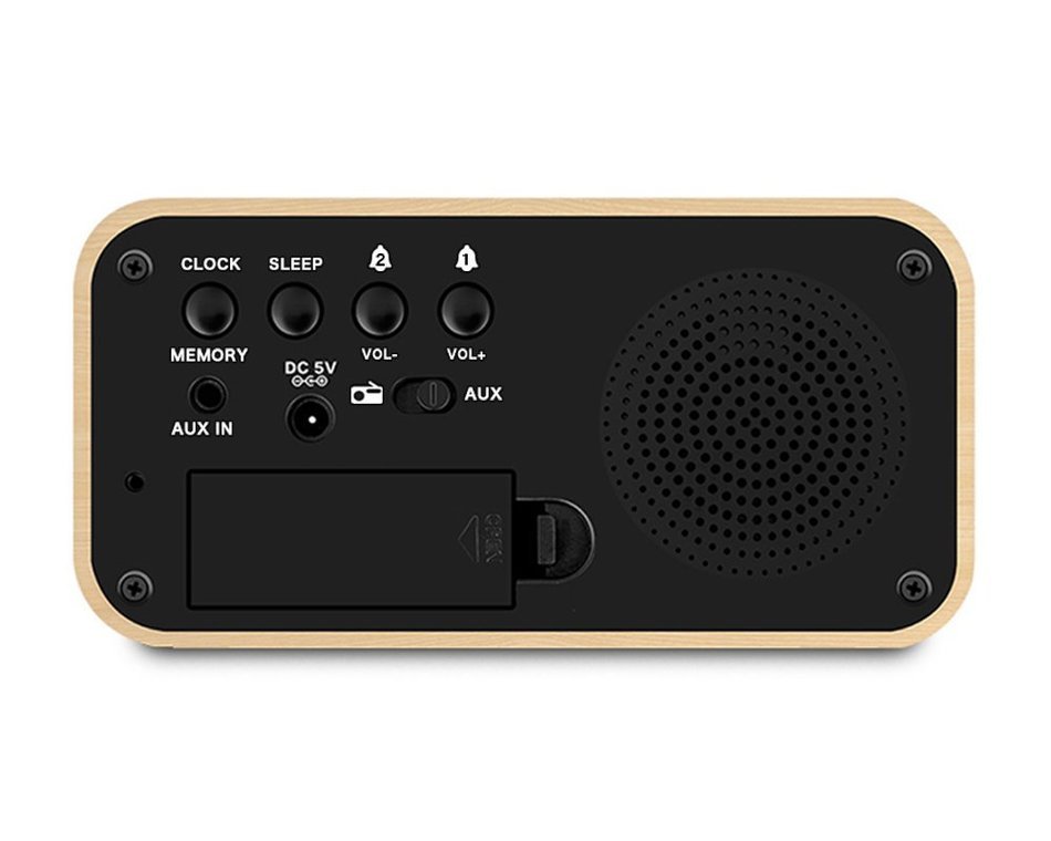 NSK Wood Grain Clock Radio Stereo Audio Speaker Dual Alarm Sleep Memory Function N3