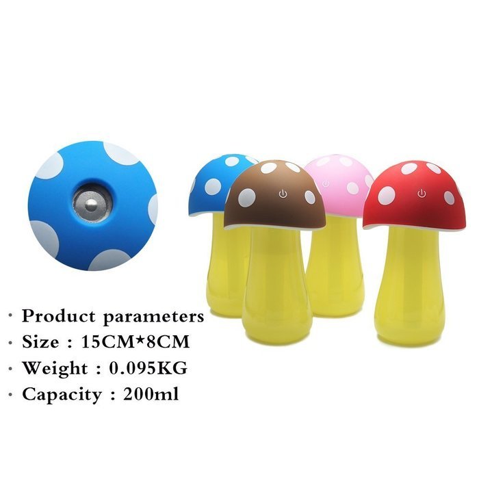 Fasthorse Mushroom Lamp Humidifier Portable USB Aromatherapy Aroma Diffuser for Office Home Travel (Pink) N8