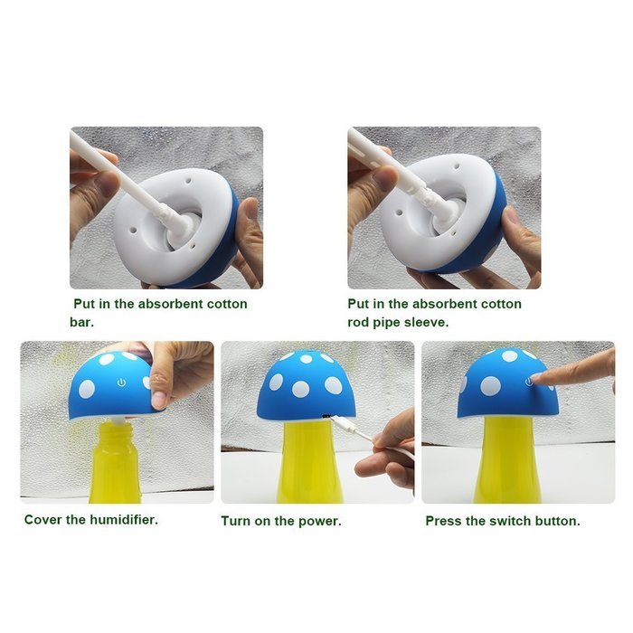 Fasthorse Mushroom Lamp Humidifier Portable USB Aromatherapy Aroma Diffuser for Office Home Travel (Pink) N9