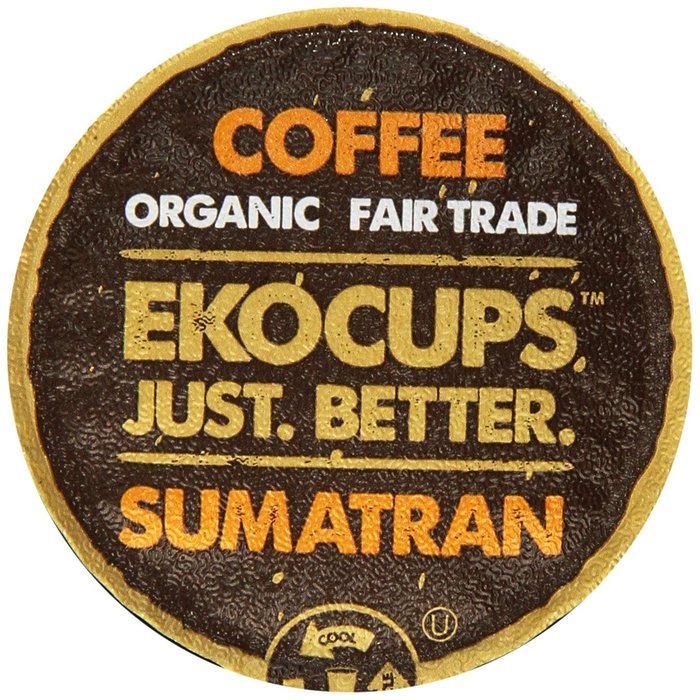 EKOCUPS Artisan Organic&nbsp;Sumatran Coffee, Dark roast, in Recyclable Single Serve Cups for Keurig K-cup Brewers,... N8