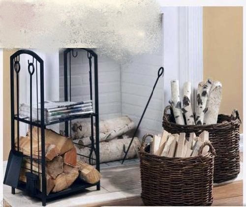 Fireplace Wood and Tool Storage Rack - Black N8