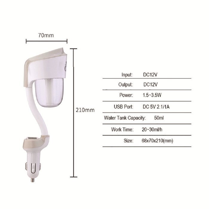 Megadream Portable Auto Off 3 in 1 Car Cigarette Charger Kit with Cool Mist Humidifiers + Essential Oil Diffusers... N23