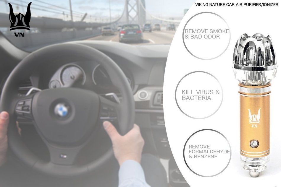 Viking Nature Car Air Purifier / Car Ionizer / Mini Auto Car Gadget Pure Air Odor Cleaner & Smoke Remover (grey) N4