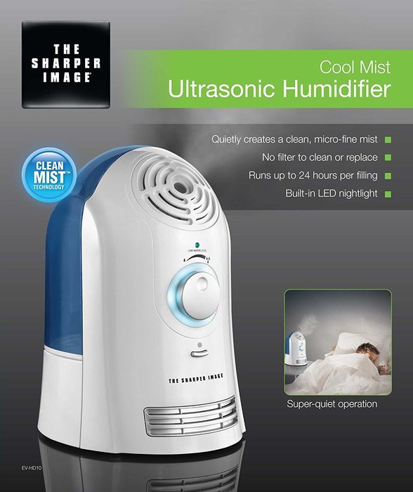 The Sharper Image EV-HD10 Cool Mist Ultrasonic 1-Gallon Humidifier with Clean Mist Technology N2