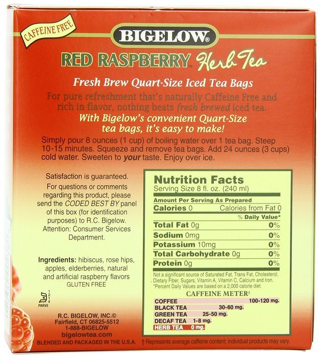 Bigelow Red Raspberry Iced Tea, 8-Count Boxes (Pack of 6) N3