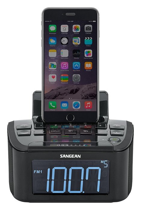 Sangean Compact AM/FM Dual Alarm Clock Radio with Large Easy to Read Backlit LCD Display & Lightning Connector... N7