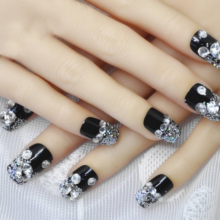 EVTECH(TM) 24 Pcs Nail Decals Floral Bowknot Pearl Diamond Rhinestone Crystal French Artificial Half False Nails... N20