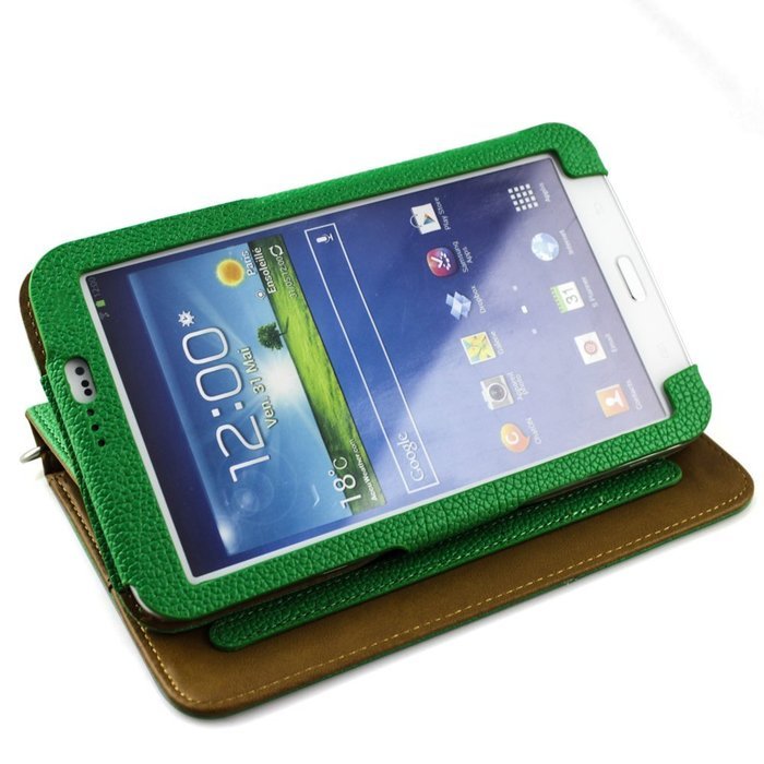 Route 66 Green Luxury Leather Business Type Stand Leather Case Cover for Samsung Galaxy Tab 3 7" N3