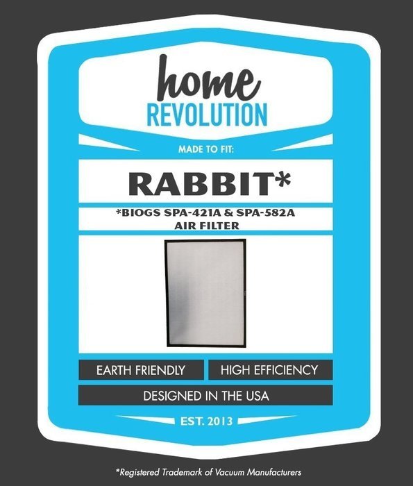 Rabbit BioGS Home Revolution Brand Replacement Air Filter; Fits SPA-421A & SPA-582A N2